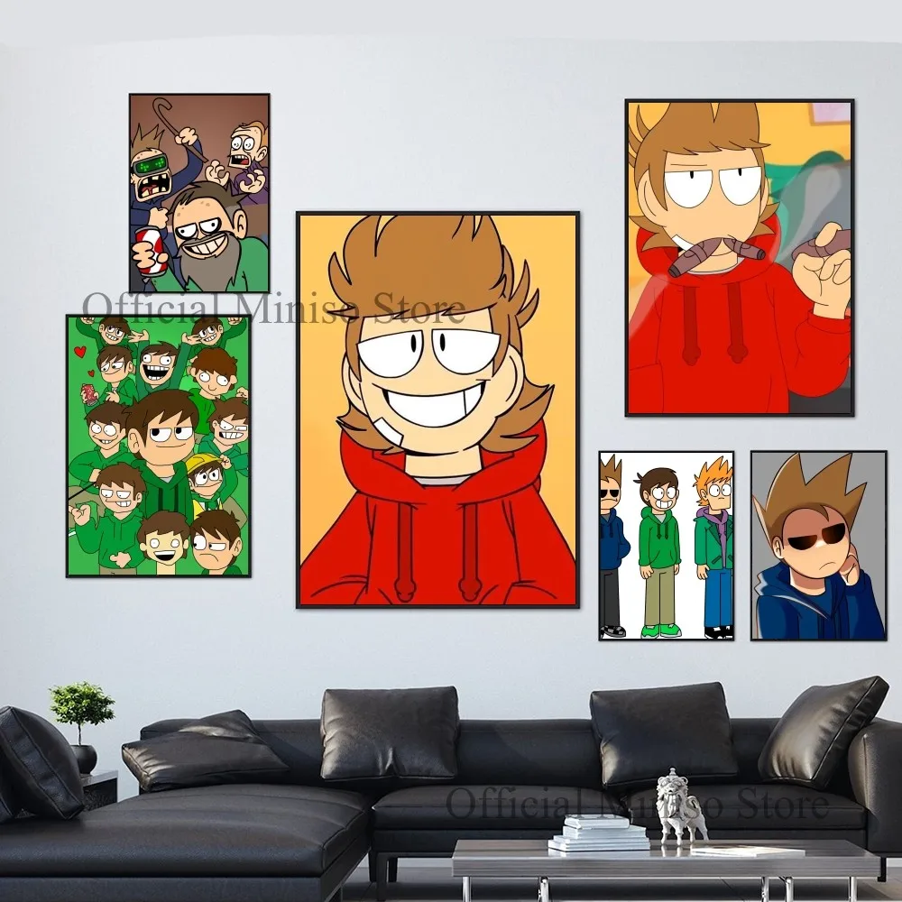 1pc Cartoon Cute E-Eddsworld Self-adhesive Art Poster Waterproof Paper Sticker Coffee House Bar Room Wall Decor