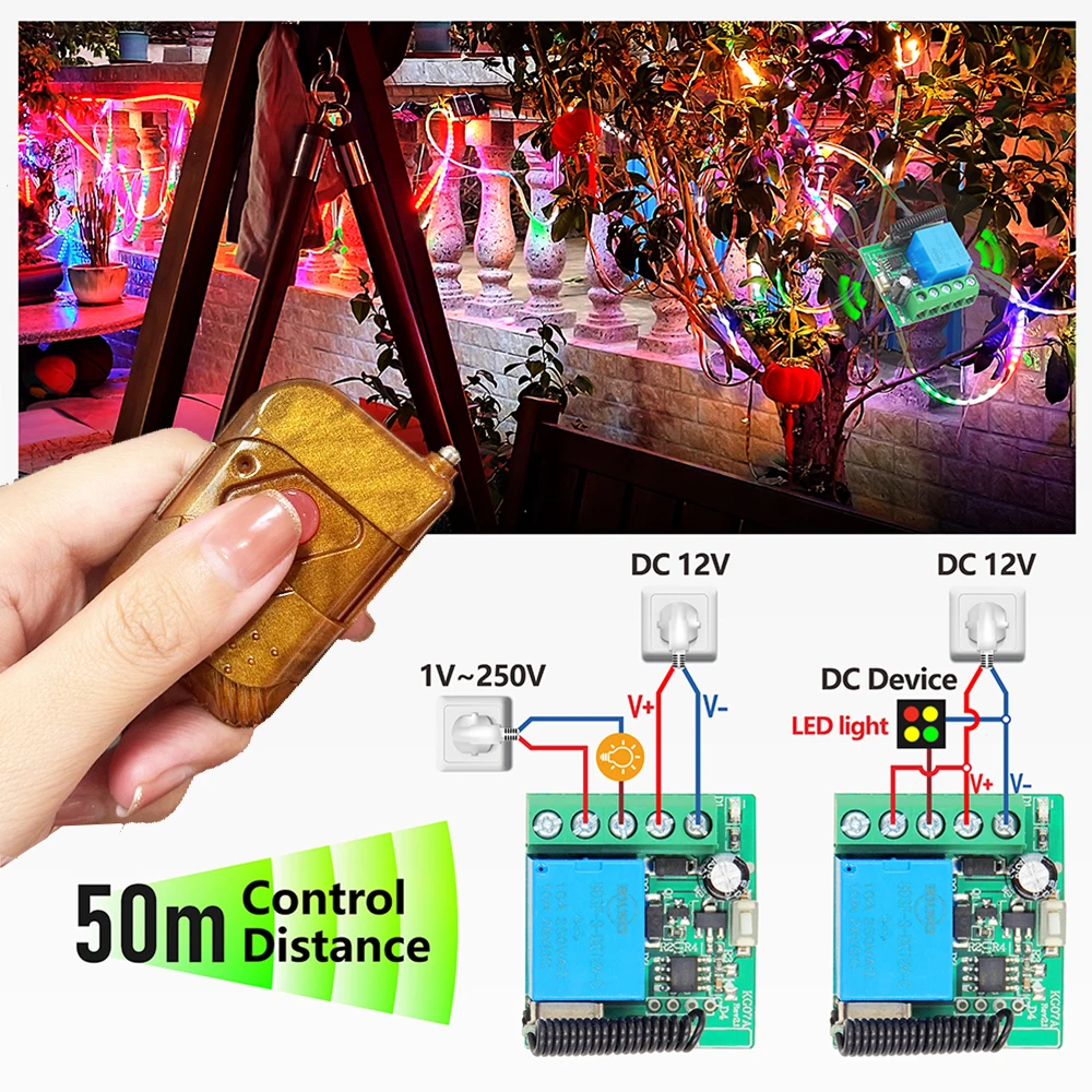 Wireless Remote Control Switch RF433Mhz DC12V  Relay Receiver 10A Transmitter For light led Door Electromagnetic Lock DIY