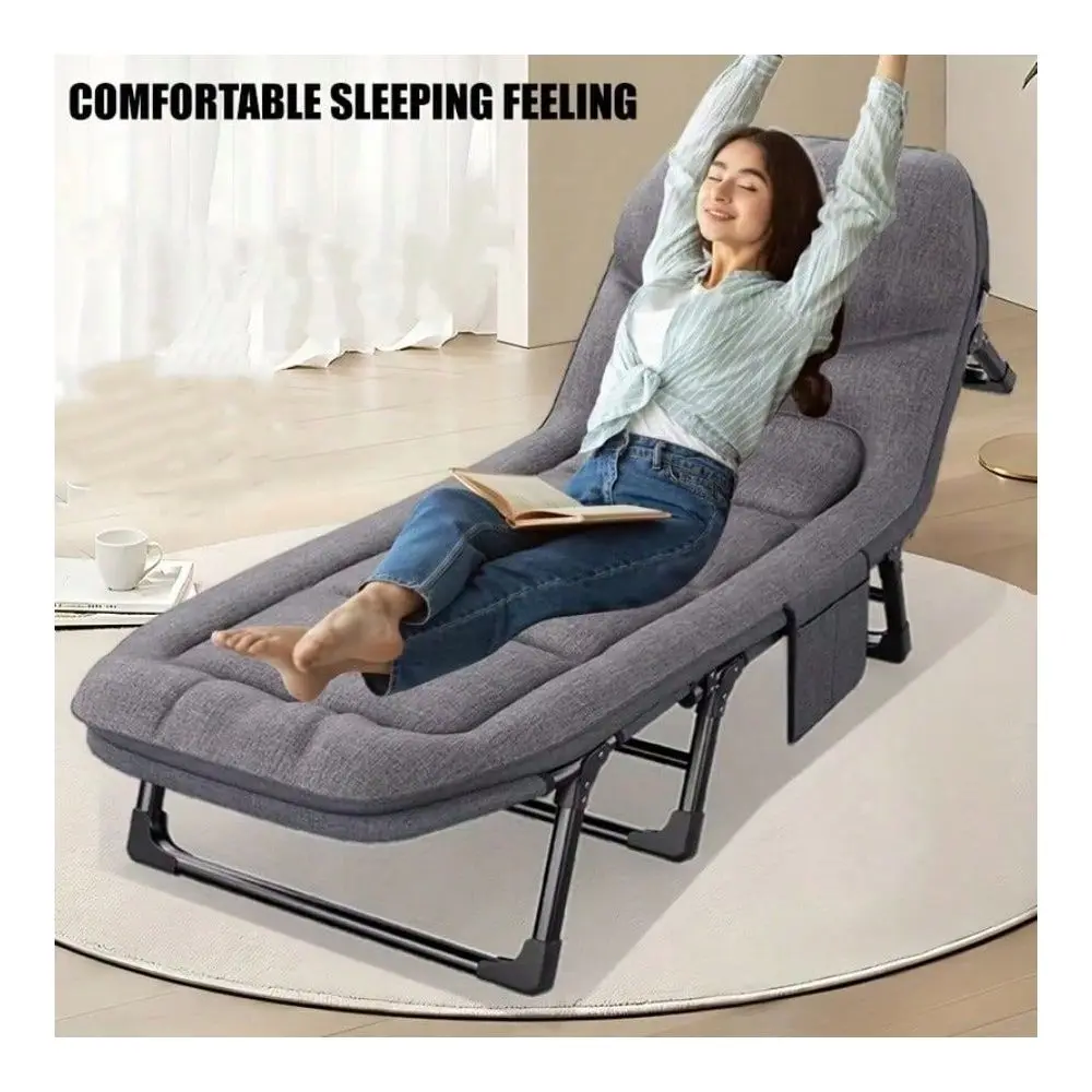 Folding Camping Bed, Folding Single Sofa Bed Adjustable Sofa Bed, Suitable For Camping And Travel, Comes With Soft Cushions And