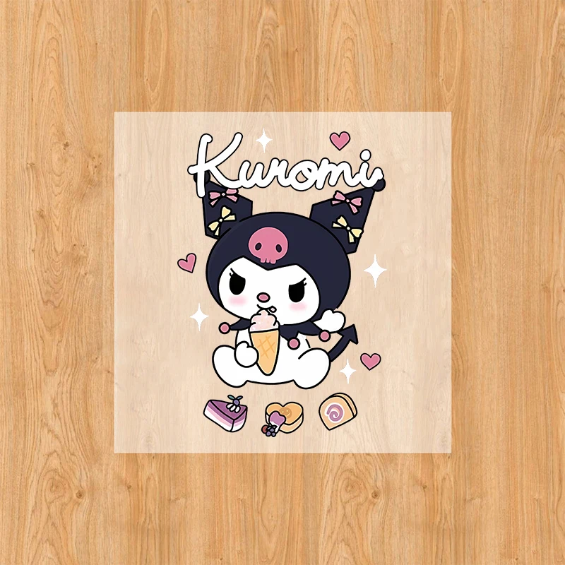 Sanrio Kuromi Patches Clothing Heat Transfer Stickers Anime Printed T-Shirt Ironing Patch Decals Stickers Boys Girls DIY Clothes