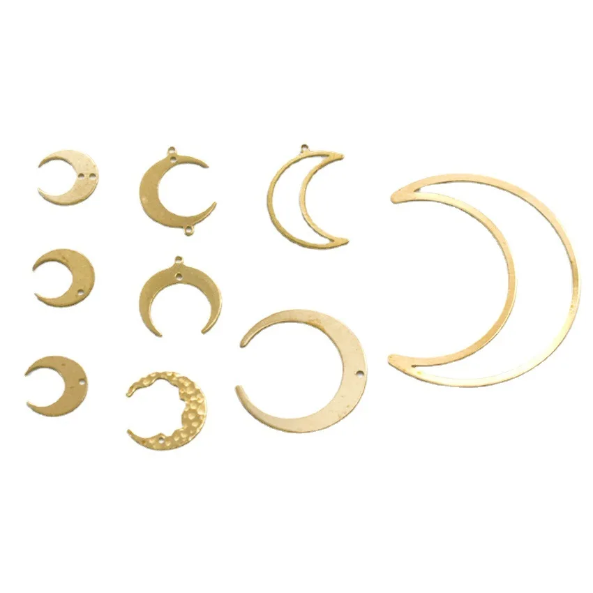 WZNB 10Pcs Raw Brass Crescent Moon Charms Pendant Connectors For Jewelry Making Diy Witchy Drop Earring Necklace Accessories