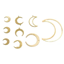 WZNB 10Pcs Raw Brass Crescent Moon Charms Pendant Connectors For Jewelry Making Diy Witchy Drop Earring Necklace Accessories
