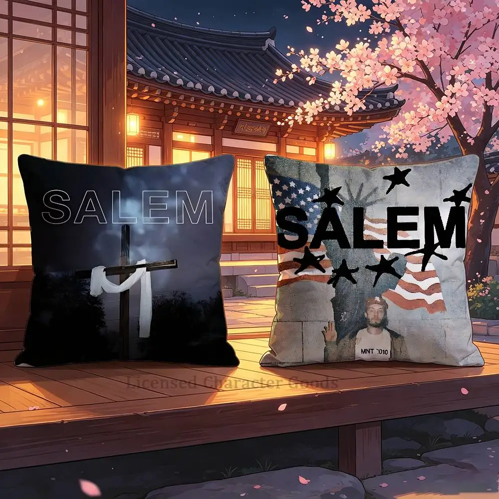 S-Salem Band Square Cushion Cover Weird Aesthetic Library Book Page Print Pillow Cover