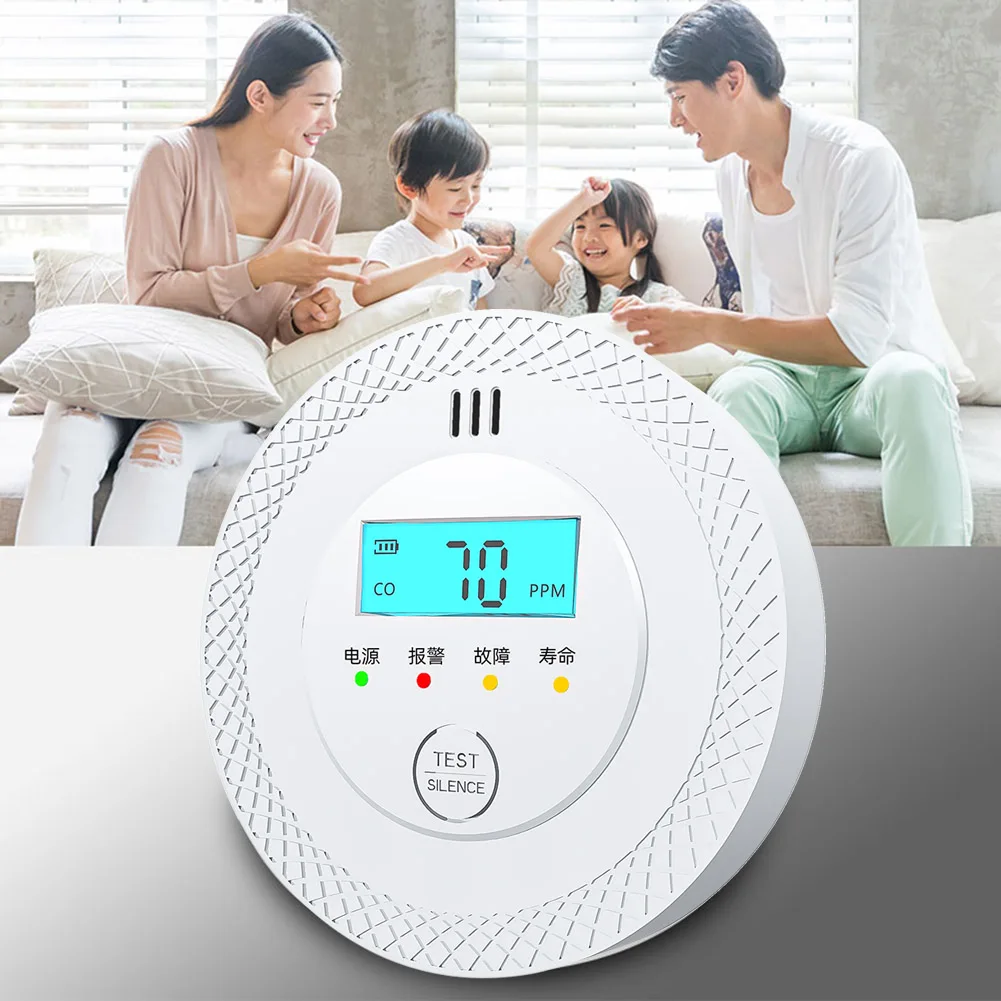 CO Alarm Sensor with LEDs Carbon Monoxide Alarm Detector Battery Powered Smoke Carbon Monoxide Detector Alarm for Home