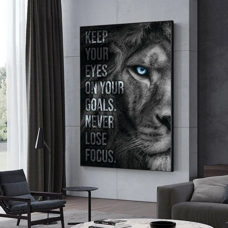 Positive and Inspirational Quotes and Sayings Posters Canvas Painting Prints Lion Art Living Room Wall Pictures  Frameless