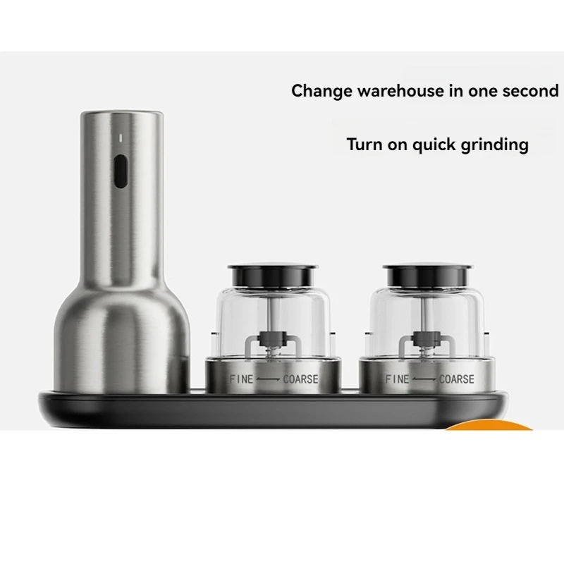 Multifunctional Electric Pepper Grinder for Home Use Black Pepper And Sea Salt Mill  Quick-Swap Chamber (1-Second Change)