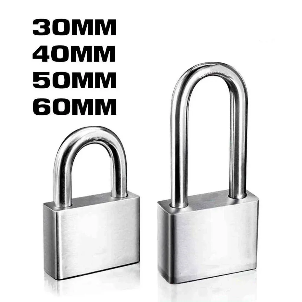 

Дверной замок из нержавеющей стали 304, навесной замок с 4 ключами, серебристый твердый замок, сверхмощные противоугонные противоскользящие замки, домашнее общежитие