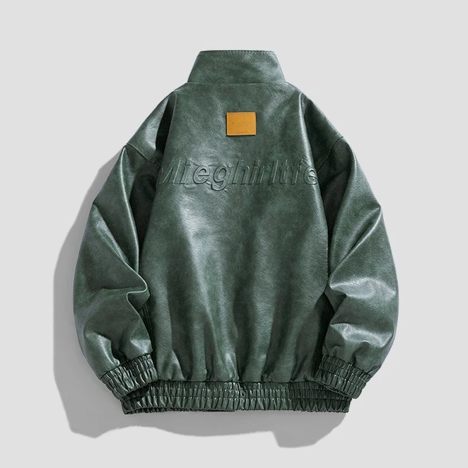 Vintage Leather Jacket Man Spring Autum PU Biker Jacket Windbreaker for Men Streetwear Racing Bomber Jacket Coats Men Clothes