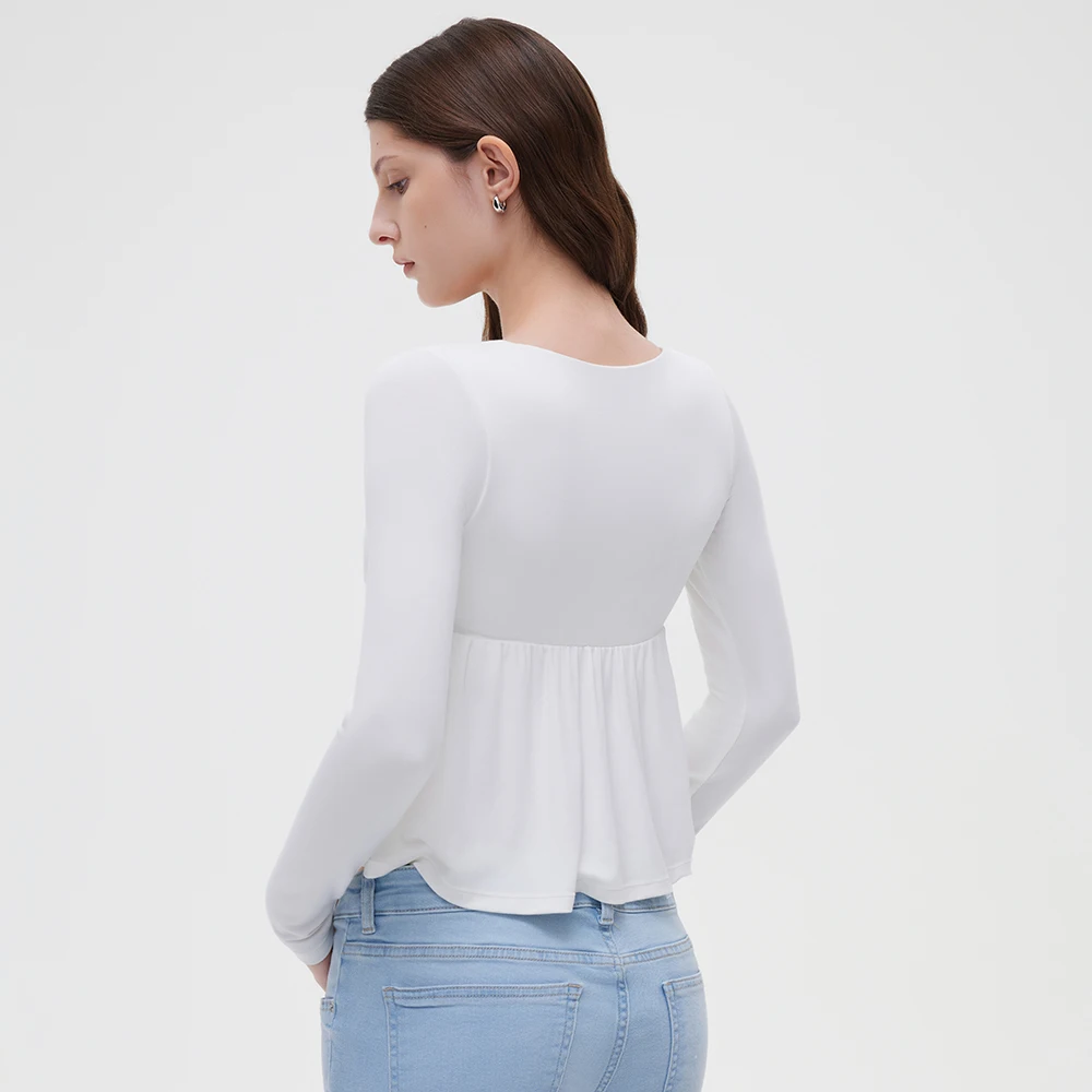 Damen Fairy Y2k Cottage T-Shirt Coquette Quadratischer Ausschnitt Langarm Babydoll Tees Herbst Frühling Vintage Kleidung Lässiger Pullover Top – Detail 18