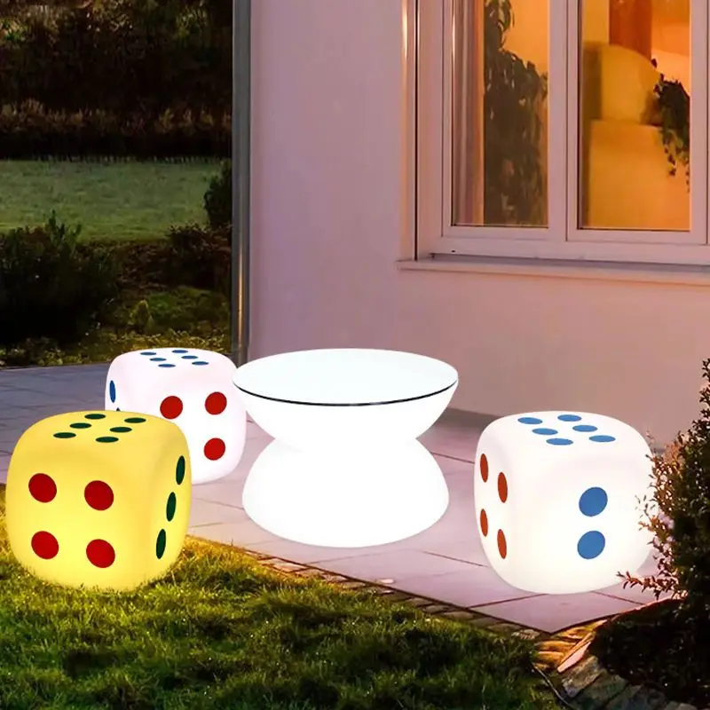 

Outdoor Luminous Dice Stool, Courtyard Garden, Luminous Tables And Chairs, Restaurant Creative Movable Stool, Balcony, Leisure S