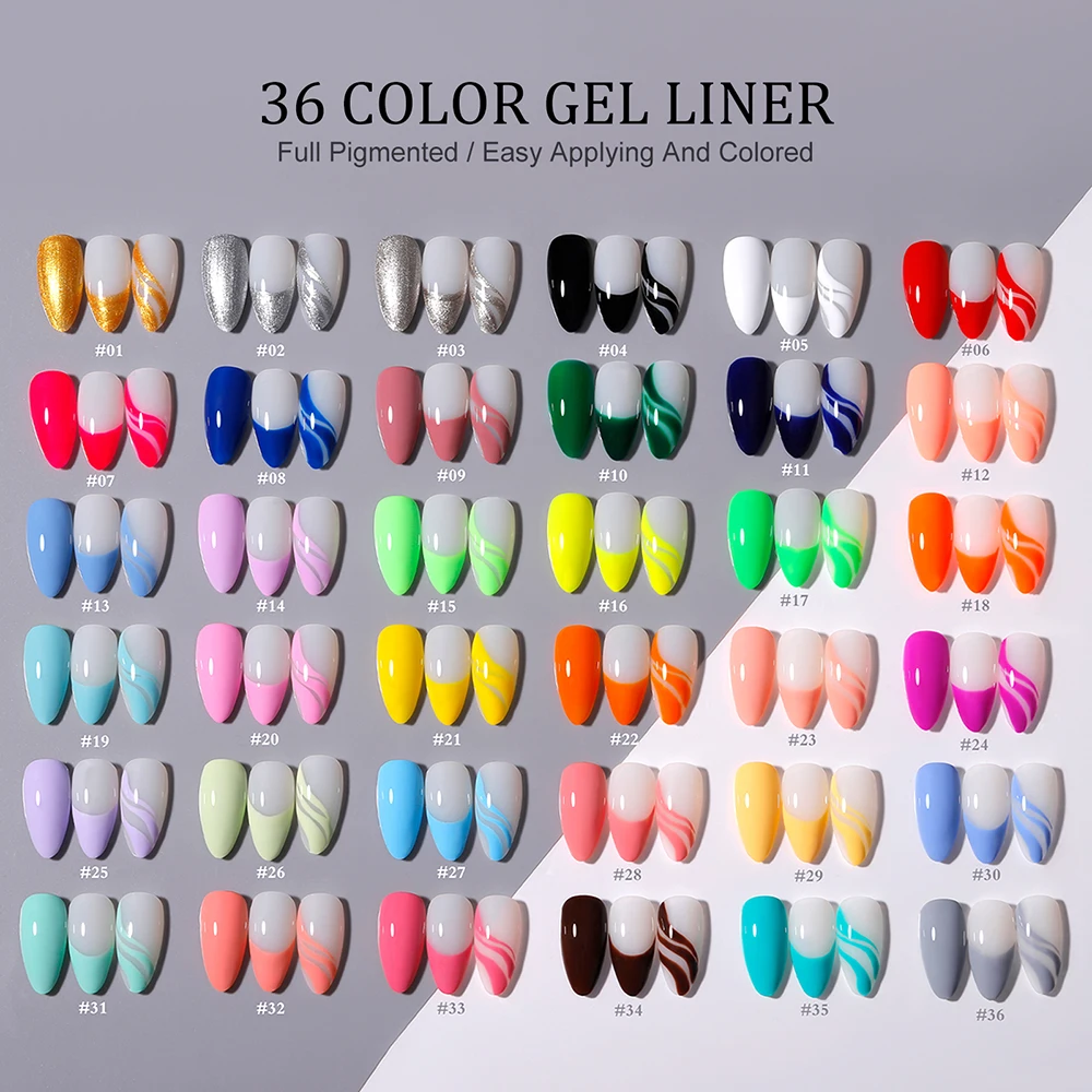 Vendeeni 36 Colors/Set Liner Gel Nail Polish Graffiti Stripe DIY French Nail Art Design High Pigment UV LED Painting Gel Varnish