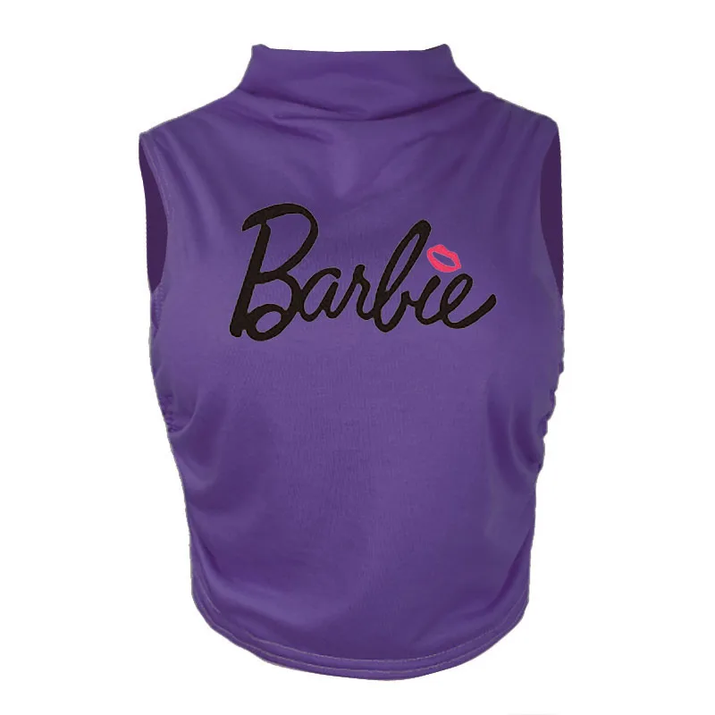 European American Sexy Waist Barbie Sleeveless Short T-Shirt Hot Girl Half Turtle Collar Temperament Versatile Top for Women