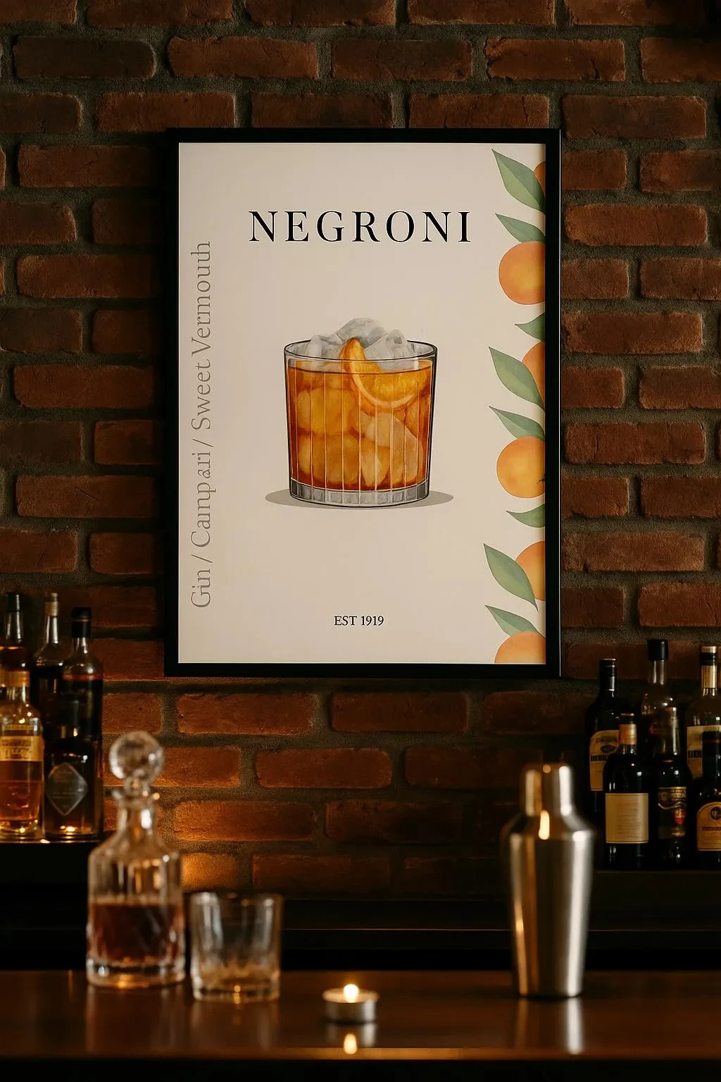 الرجعية جدار الفن طباعة نيغروني كوكتيل المشارك خمر الكحول موضوع شريط المنزل غرفة المعيشة حانة ديكور قماش اللوحة #2
