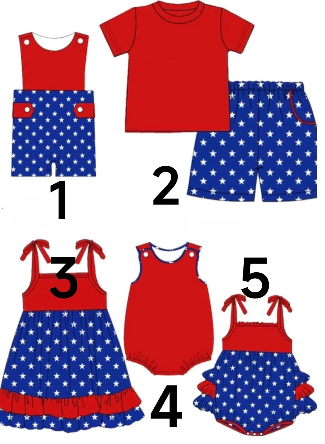 New product for toddlers five-pointed star element red and blue baby matches suit 7.4 clothing children's holiday short-sleeved