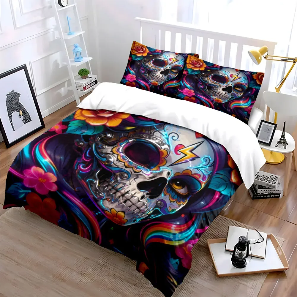 

Colorful Floral Three-Piece Set Decoration Soft Comfortable Duvet Cover Bedding Set Included 1*Duvet Cover & 2*Pillowcases
