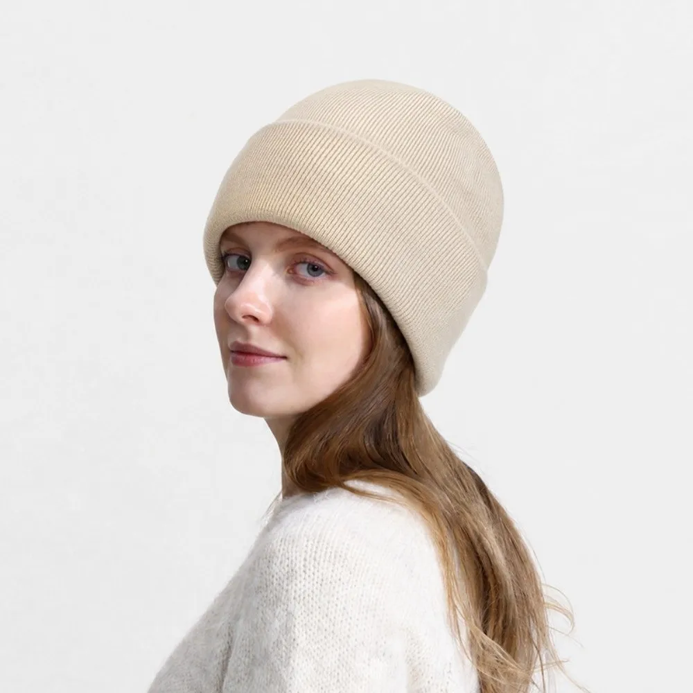 Solid Color Knitted Beanies Windproof Stretch Knitted Couple Hat Scarf Set Crochet Design Ear Protection
