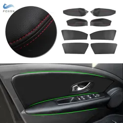 Microfiber Leather Car Accessories Interior Door Armrest Panel Door Guards Cover Sticker Trim For Renault Megane 3