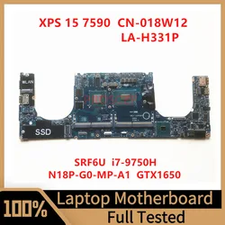 CN-018W12 018W12 18W12 Mainboard For DELL XPS 15 7590 Laptop Motherboard LA-H331P With SRF6U I7-9750H CPU GTX1650 100% Tested OK