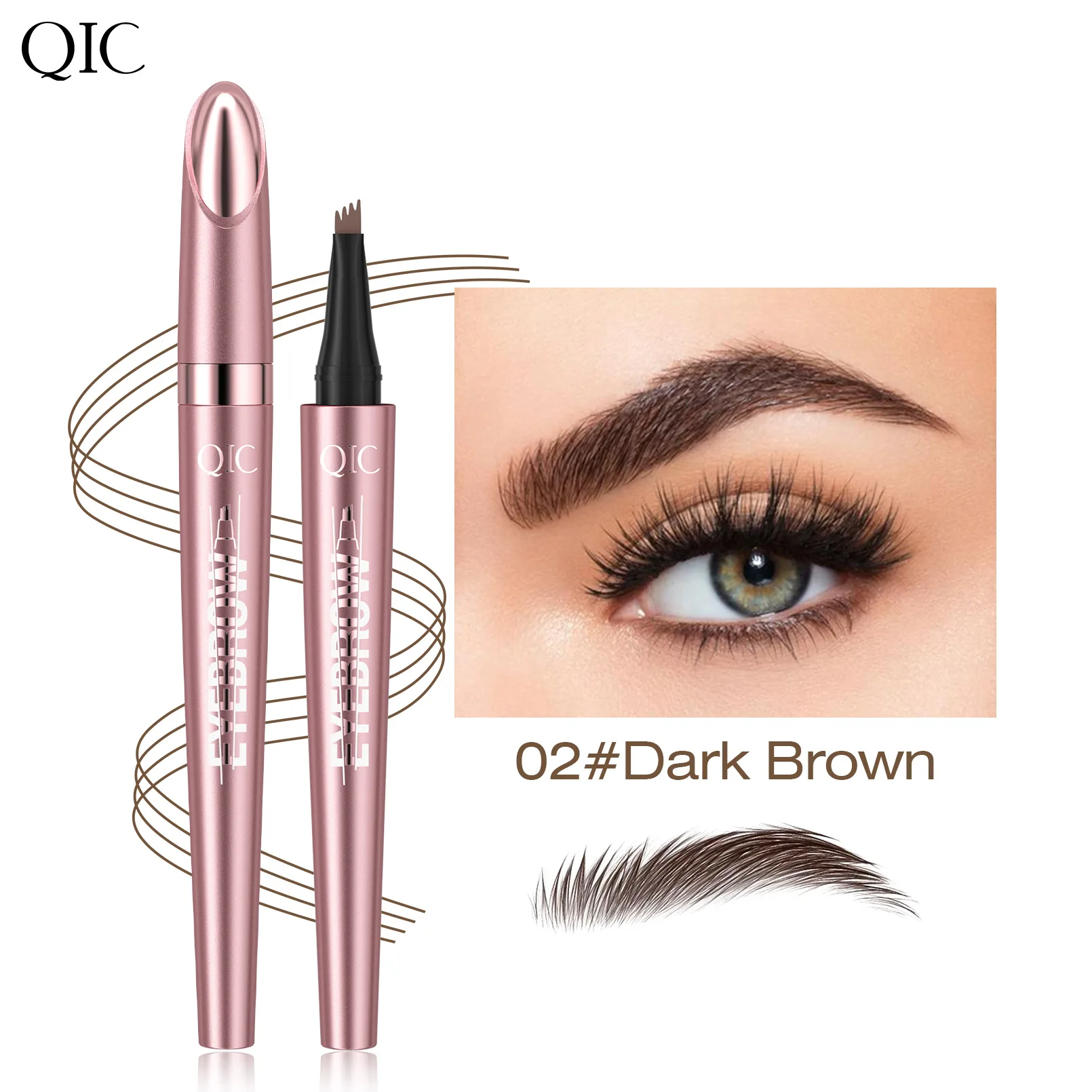 4 Points Eyebrow Pencil Liquid Long-lasting Natural Eyebrow Pencil Smudge-proof Brow Pencil Black Brown Eyebrow Pen Cosmetics