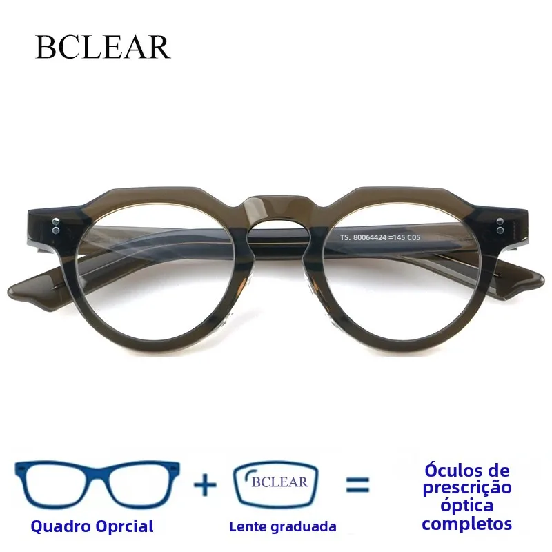 Bclear japonês artesanal retro óculos quadro masculino vintage acetato óptico miopia óculos feminino aro completo prescrição eyewear