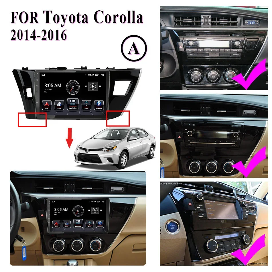 

Android 13 radio For Toyota Corolla Ralink 2013 2014 2015 2016 Car stereo Multimedia Player Carplay Auto GPS navigation 2DIN DSP