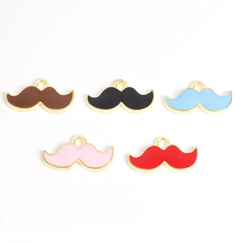 20pcs Cute Colorful Moustache Enamel Drip Oil Charms for DIY Fun Necklace Keychain Phone Chain Mini Gentleman\'s Beard Pendants