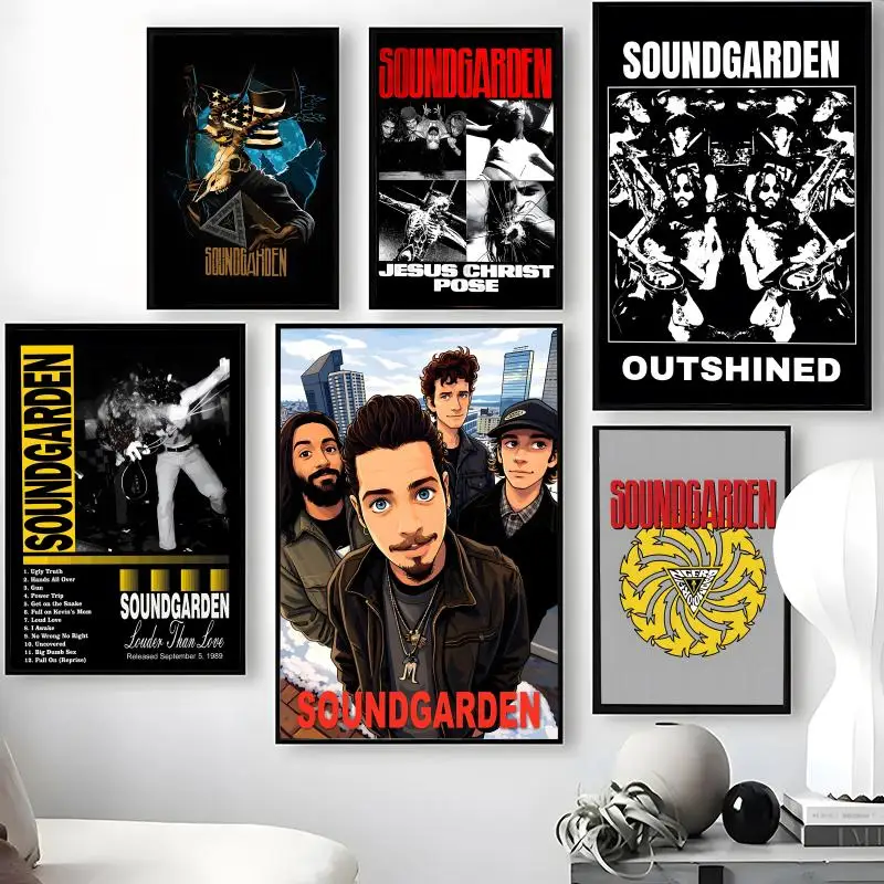 soundgarden Poster Waterproof Self-Stick Wall Art Stickers, Removable Wall Decor for Living Room and Bedroom
