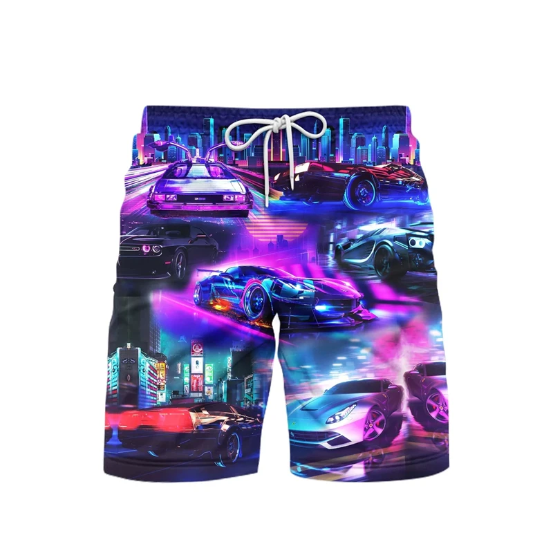 Neue Straße Auto 3D Gedruckt Herren Shorts Sommer Stereo Auto Kleidung Jungen & Mädchen Kleidung Hip Hop Übergroße Shorts Hawaiian Shorts