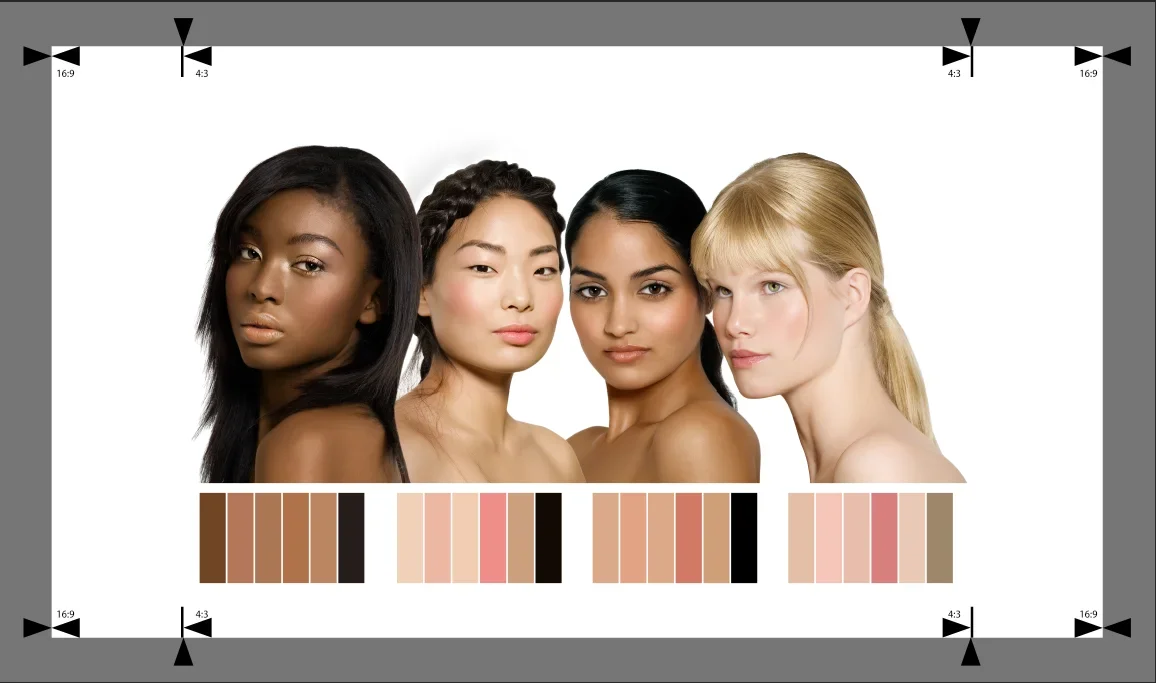 Charttu Skin Color Test Chart Reflective Quad Portrait Skin Color Test Chart Black, White, Brown, Yellow Skin Color Chart