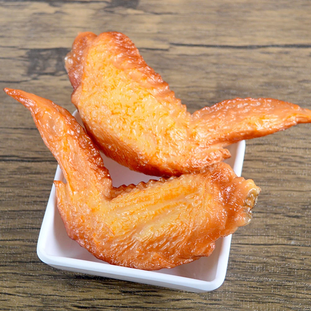 

4 Pcs Roasted Chicken Wing Ornaments Home Decor Fried Fake Wings Pvc Model Artificial Display Meat Models