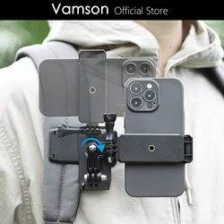 Vamson 360°Rotation Backpack Clip for Cellphones Smartphone for iPhone Shoulder Belt Mount for Gopro 11 Insta360 x3 One x2 Dji