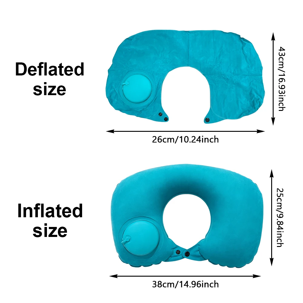1pc Inflatable Portable U-Shaped Pillow Can Be Stored And Self Filled Adjustable  Neck Pillow For Travel Business Trips Camping