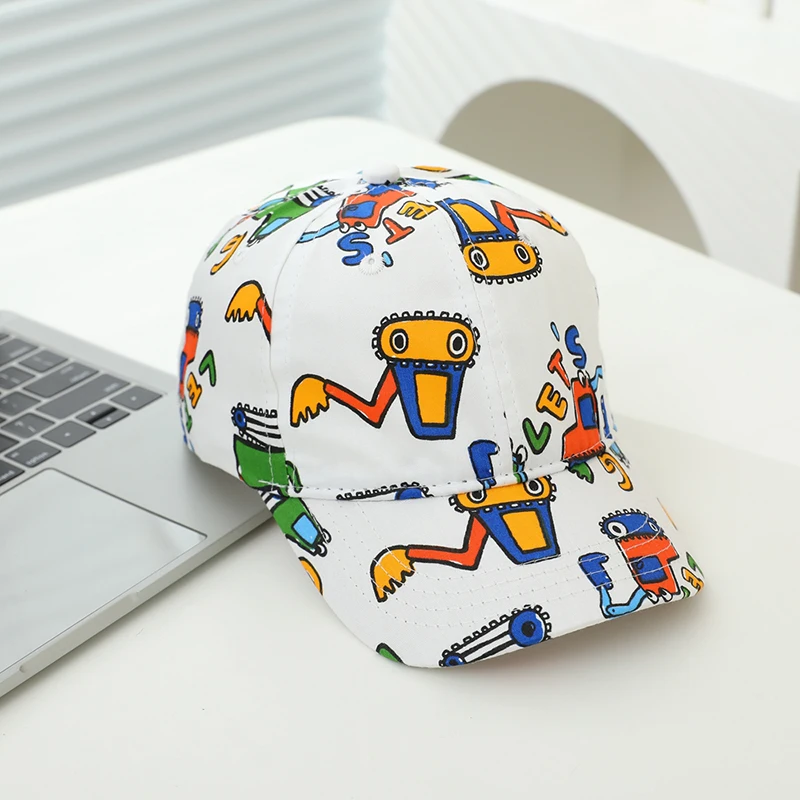 School Baby Boys Baseball 2024 Summer Cartoon Excavator Children Outdoor Kids Caps for 2-8Years Adjustable Sports Hats Cotton