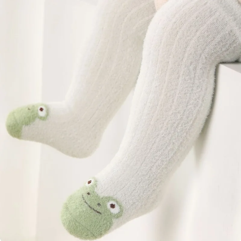 Baby Knee High Socks Winter Warm Thickened Fleece Lined Newborn Stockings Non Slip Cuffs Comfort Fit Over Knee Socks for Infants