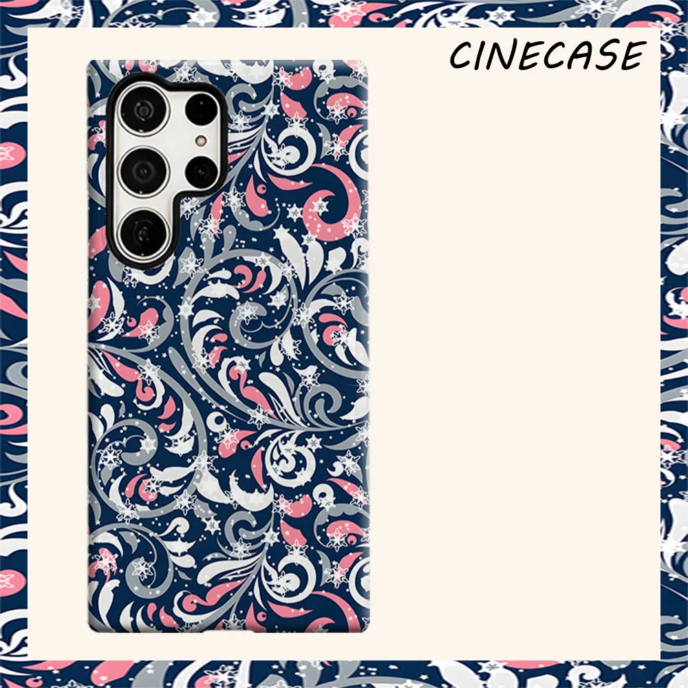 Winter Snow Scroll For Samsung Galaxy S26 S25 S24 A56 A36 Dual Layer Luxury Fashion Full Lens Protective Case