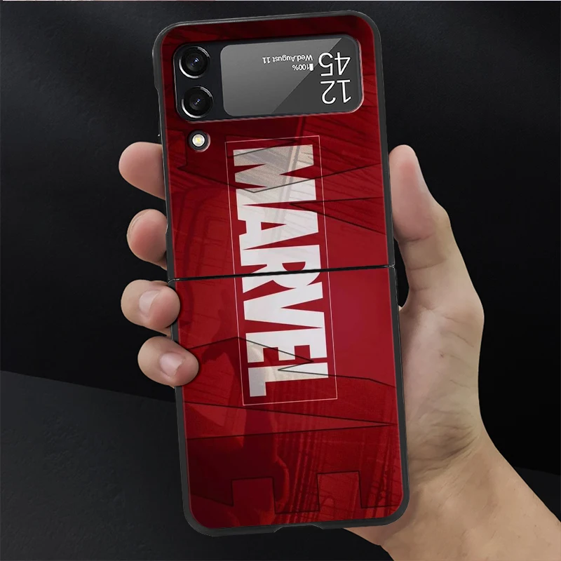 Etui na telefon Samsung Galaxy Z Flip 4 3 5G Black Hard PC Luxury Bumper ZFlip3 Fashion Fall Prevention Cover Cool Marvel Avenger