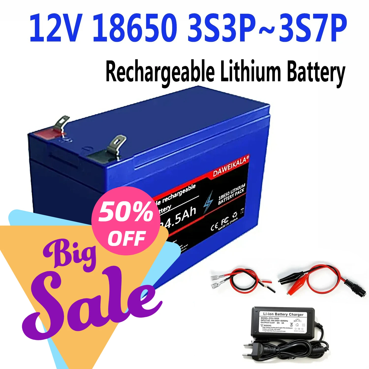 12V 18650 Lithium Battery Pack 24Ah DC Power Rechargeable for Sprayer Speaker Camping Toy Cars 3S3P/3S4P/3S5P/3S6P/3S7P