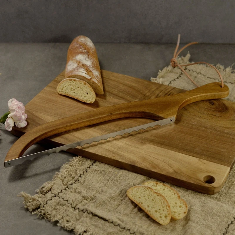 Bread Saw Sandwich Slicer Toast Saw Anti-Bending Wooden Bread Cutter For Homemade Bread