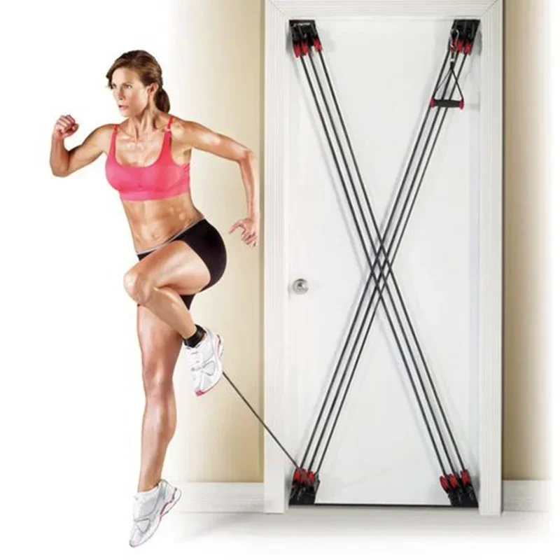 Fitness training with resistance rope door gym indoor chest expansion development spring forger x type door pull rope