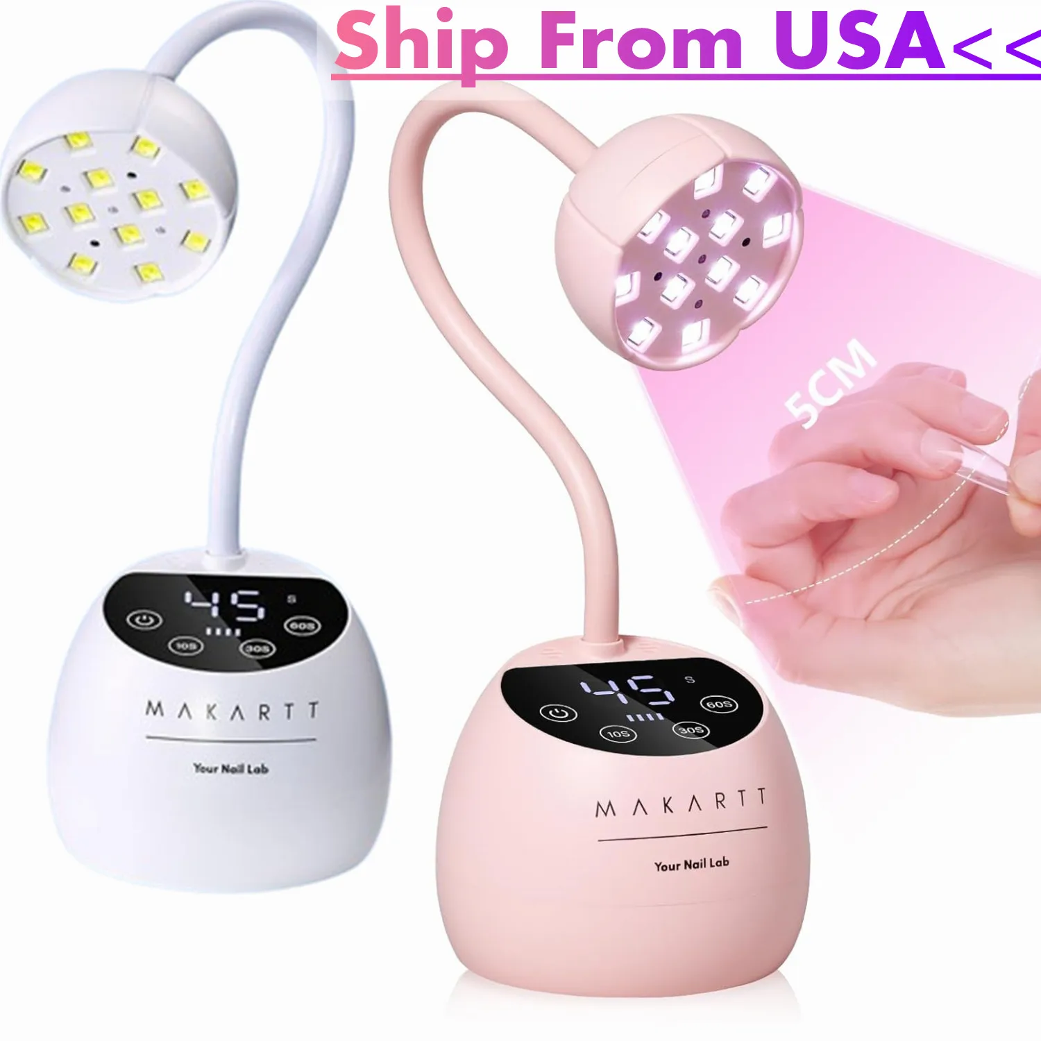 

Makartt UV LED Nail Lamp - Gooseneck UV Light for Gel Nails Cherie Cordless USB 39W Nail Dryer LED Gel Lamp with 4 Times & Auto