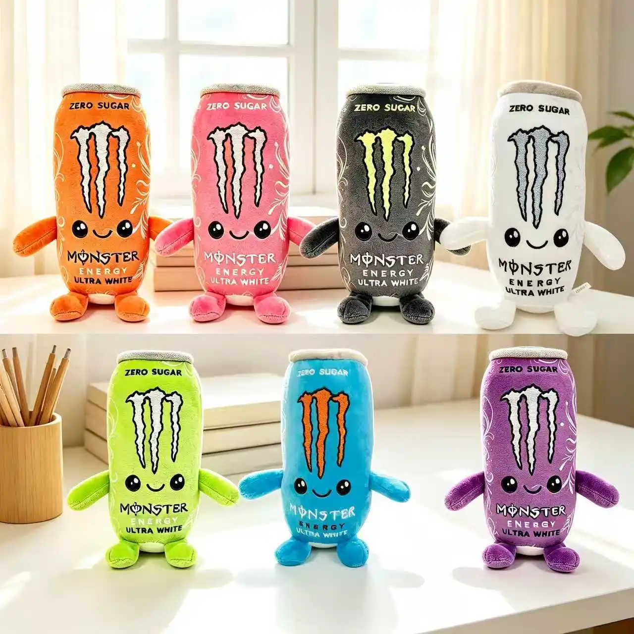 Simulation White Drink Can Shaped Plush Toy Zero Sugar Theme Soft Stuffed Doll Desktop Ornament Holiday Gift Fans Game Plush Toy