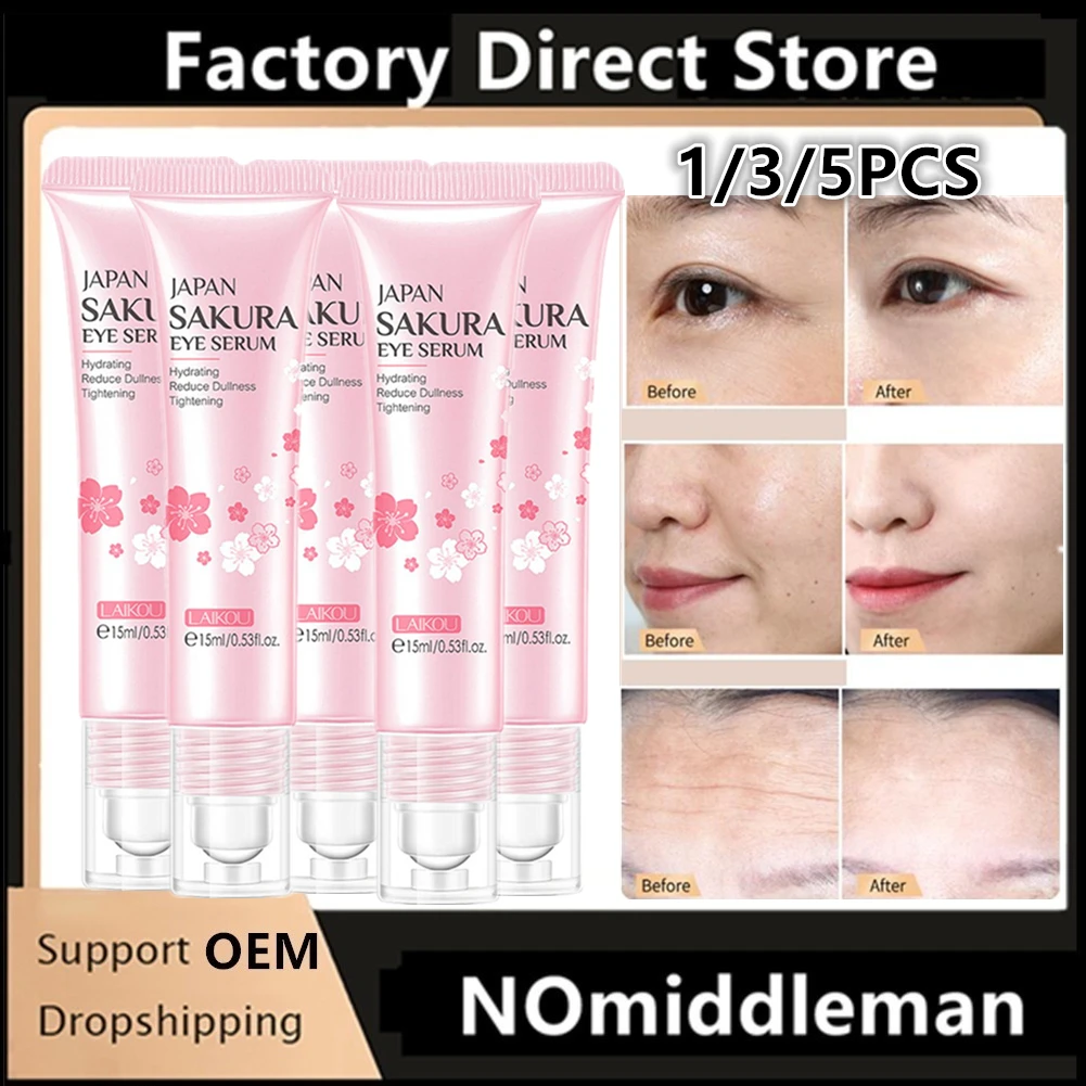 

NEW 1/3/5PCS Sakura Anti- Wrinkle Eye Cream With Roller Ball Quick Drying Hydrating Hyaluronic Acid Refreshing Eye Serum