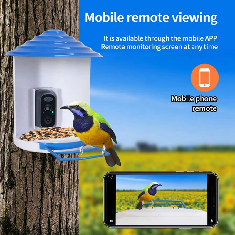 Smart Bird Feeder Camera Bird Feeder Watch Outdoor Garden Automatically Capture Bird Video AI Recognize Birds Easy To Use