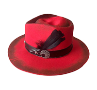 High Quality Retro Dye Halloween Unisex Vintage Distressed Gentleman Hat Pure Wool Fashion Red Skull Western Cowboy Cowgirl Hats