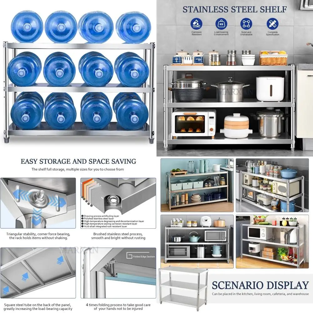 Mehrzweck-Aufbewahrungsregal aus Edelstahl 304, Organizer für Küchenkochgeschirr, bodenstehendes Mikrowellenregal