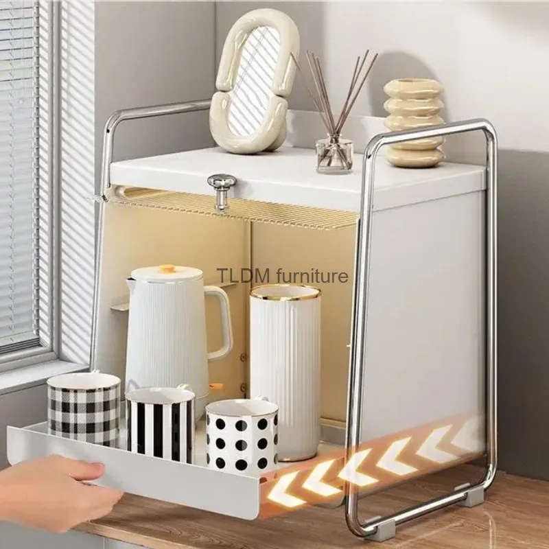 

Multifunctional Cup Storage Dustproof Storage Shelf Cosmetics Pull-Out Seasoning Storage Box Cup Cabinet Kitchen Accessories