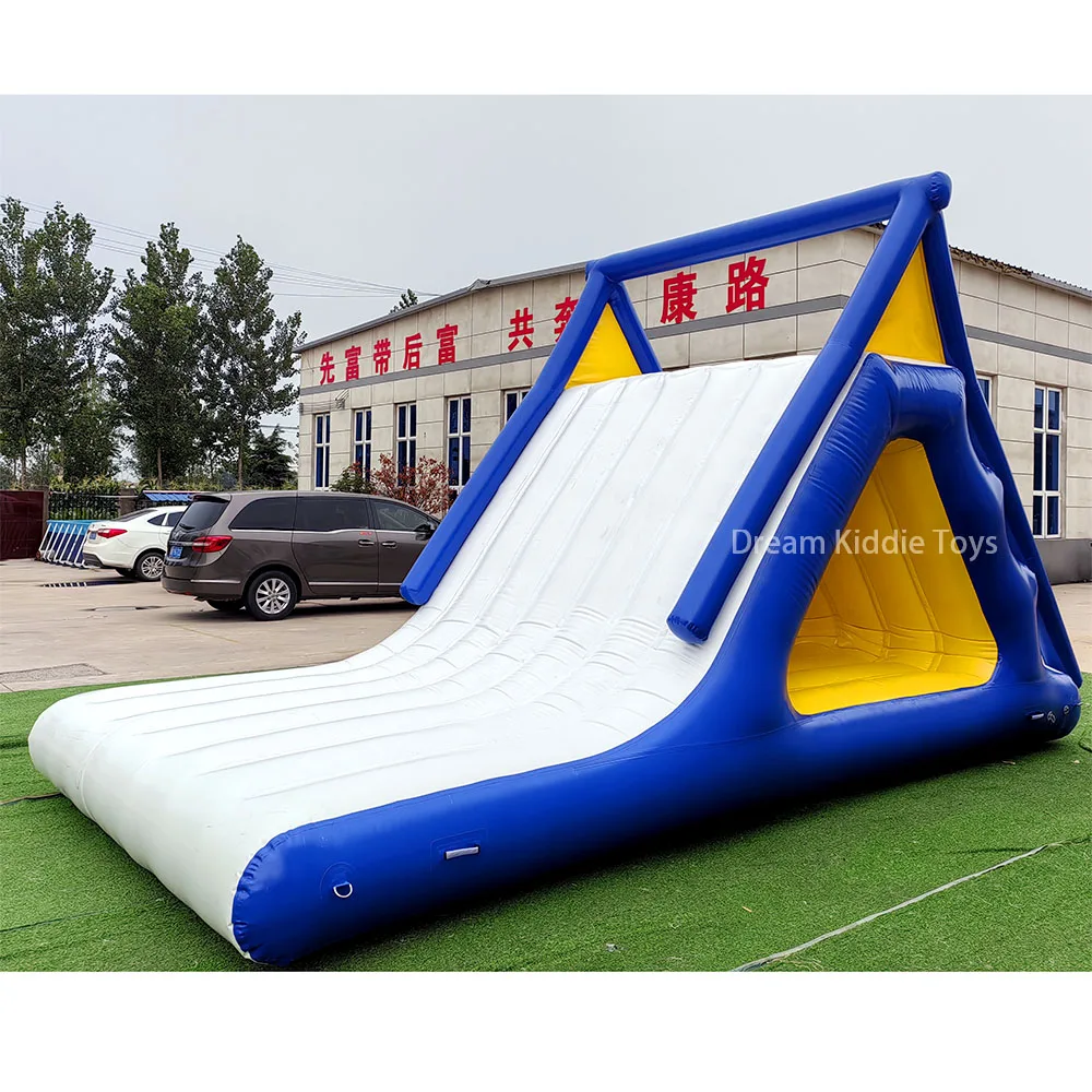 Triangle Inflatable Floating Island Water Slide Water Park Equipment Aqua Splash Rock Climbing Slide For Beach And Lake