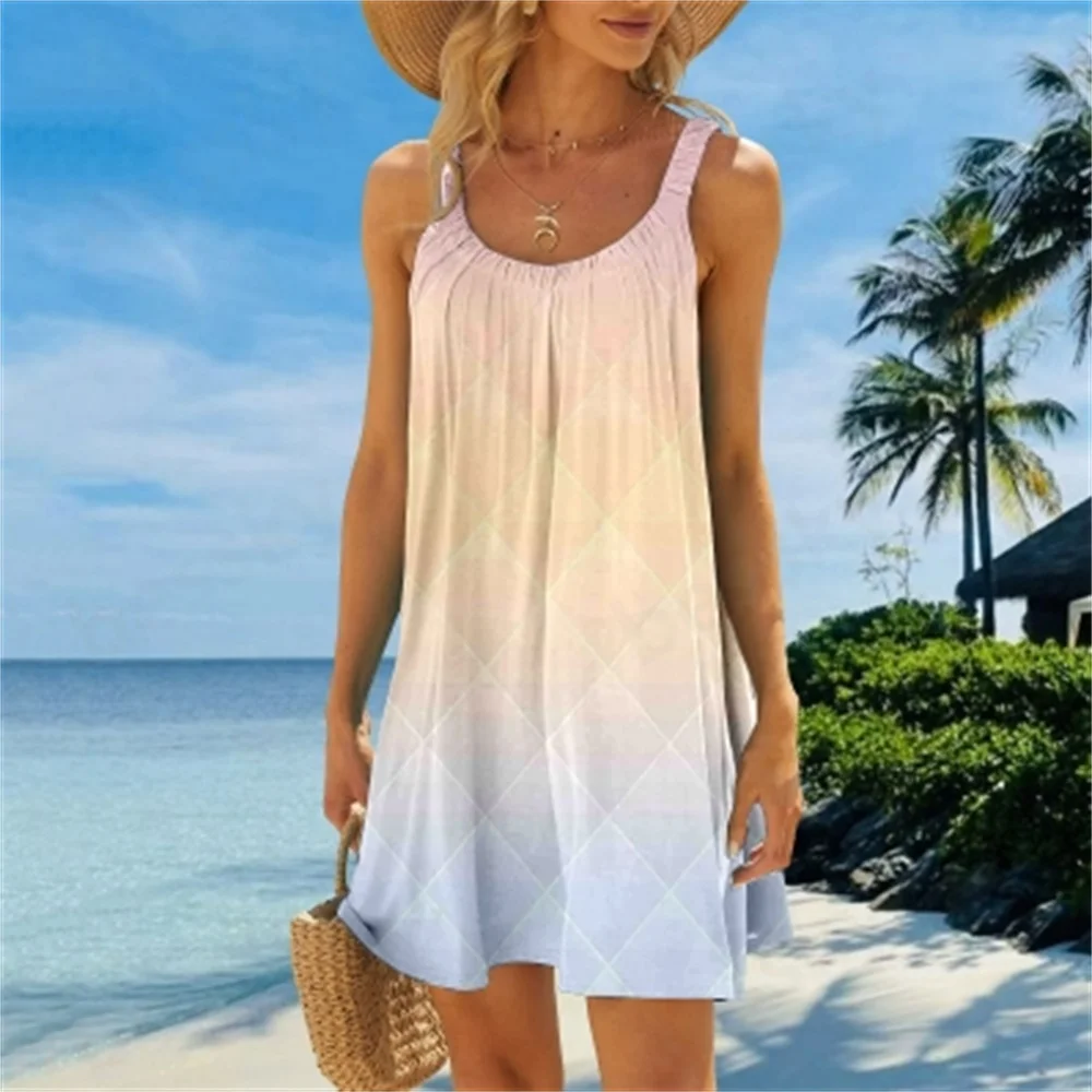 

Ladies' Summer Beach Skirt Sleeveless Fun Printed Casual Skirt Beach Vacation Mini Skirt