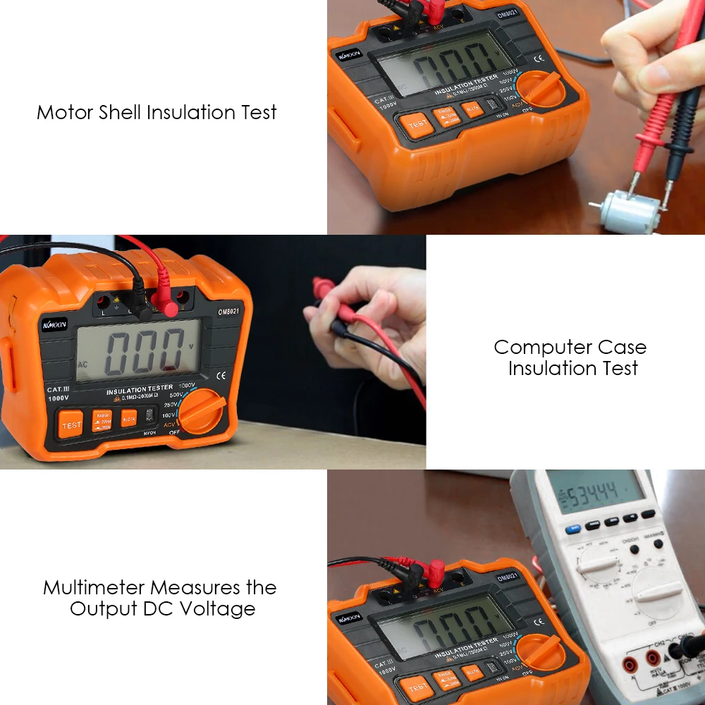 KKmoon Insulation Resistance Tester DCV ACV Meter 1000V Ground Megohmmeter MegOhm Voltmeter w/LCD Backlight Display Voltmeter