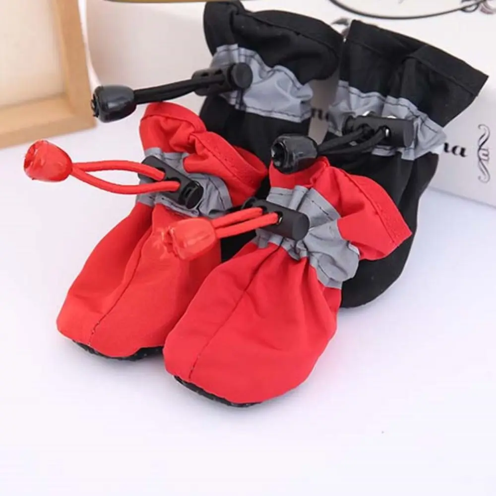 4Pcs Small Cats Waterproof Anti-slip Puppy Socks Pet Shoes Dog Shoes Pet Rain Shoes Rain Snow Boots